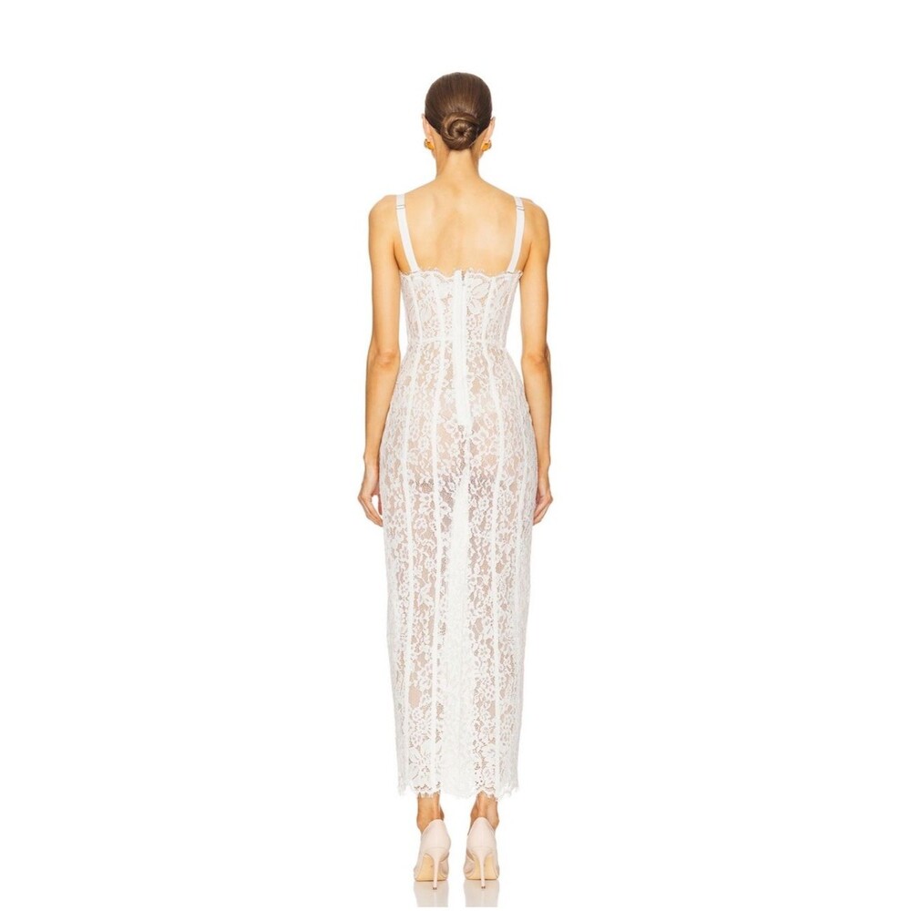 🆕 Helsa the lace column white maxi dress w strap, evening party long dress - Picture 4 of 16